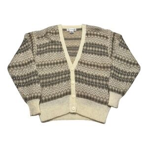 Vintage Chrysantheme Mohair Acrylic Blend Multicolor Cardigan Sweater Women's S